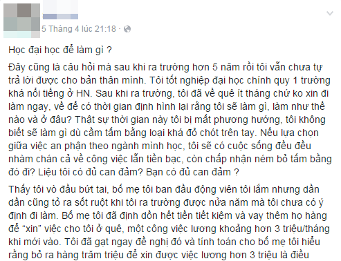 Học đại học để l&agrave;m g&igrave; - T&acirc;m sự của ch&agrave;ng trai 8x khiến nhiều người trẻ suy ngẫm - Ảnh 1.