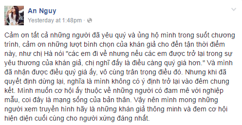 An Nguy: Tôi không có ý định trở lại đêm chung kết The Face - Ảnh 2.