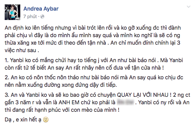 Andrea lên tiếng khi bị lộ clip say xỉn: Yanbi có người yêu rồi, cả 2 không bao giờ quay lại với nhau - Ảnh 2.