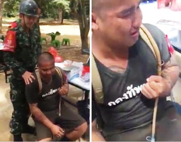 Thái Lan: Chàng tân binh xăm trổ ôm mặt khóc nức nở chỉ vì... sợ bị tiêm - Ảnh 2.
