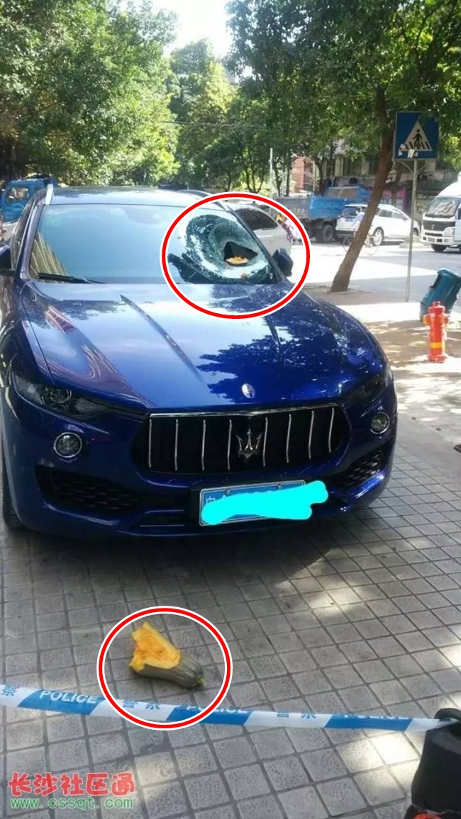 Tai nạn hi hữu: Bí đỏ từ trên trời rơi xuống phá nát kính chắn gió siêu xe Maserati - Ảnh 1.