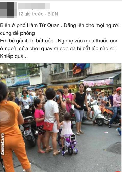 Hà Nội: Thực hư thông tin mẹ vào mua thuốc, con gái bị bắt cóc ở phố Hàm Tử Quan - Ảnh 1.