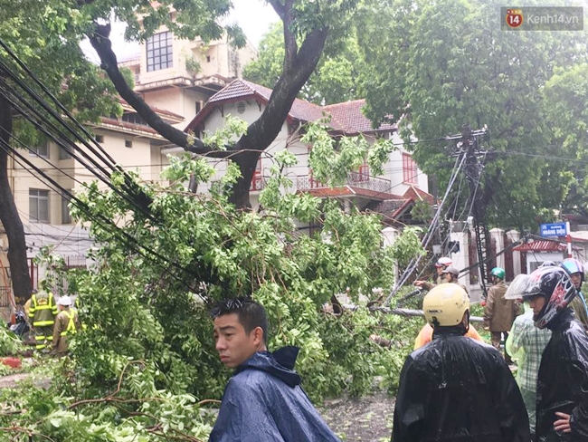 Chùm ảnh: Lực lượng cứu hộ và người dân Hà Nội tất bật dọn dẹp hậu quả bão số 1 - Ảnh 12.