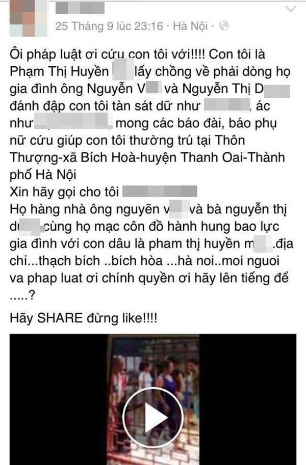 Hà Nội: Cô gái bị nhà chồng đánh phải nhập viện, cha lên facebook kêu cứu - Ảnh 2.