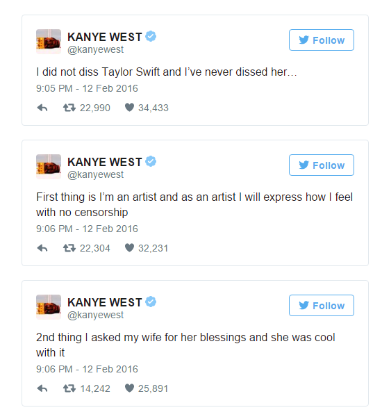 Kanye West đăng cả tràng tweet chối việc rap chửi Taylor Swift - Ảnh 4.