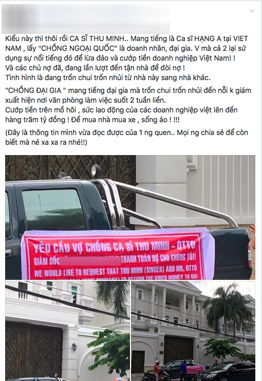 Thu Minh phản ph&aacute;o tin đồn c&ugrave;ng chồng lừa đảo, bị doanh nghiệp siết nợ tận nh&agrave; - Ảnh 1.