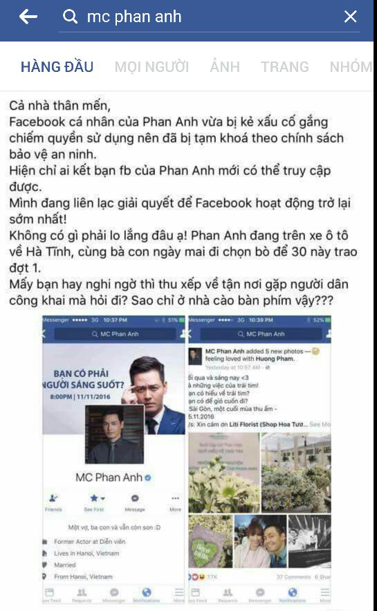 Facebook cá nhân hơn 1 triệu người theo dõi của MC Phan Anh không cánh mà bay - Ảnh 1.