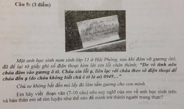 Lời xin lỗi của cậu HS làm vỡ gương xe ô tô vào đề thi học kỳ - Ảnh 1.