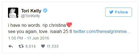 Loạt sao thương tiếc cho Christina Grimmie khi bị sát hại ở tuổi 22 - Ảnh 7.