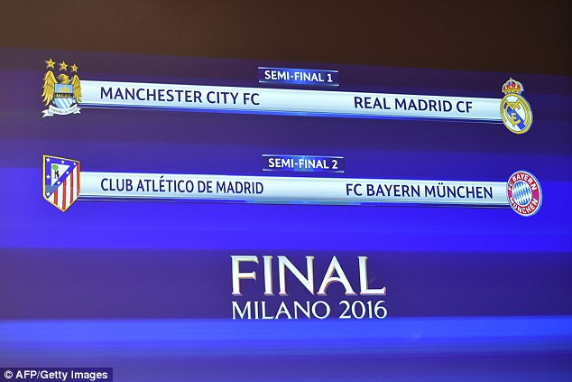 Bốc thăm b&aacute;n kết Champions League 2015/16: Real đụng Man City, Bayern đấu Atletico - Ảnh 2.
