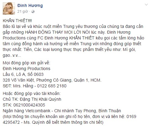 Các sao Việt cũng đang cùng chung tay giúp đỡ đồng bào lũ lụt miền Trung - Ảnh 9.