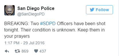 NÓNG: 2 cảnh sát bị bắn, người dân San Diego được yêu cầu ở yên trong nhà - Ảnh 1.