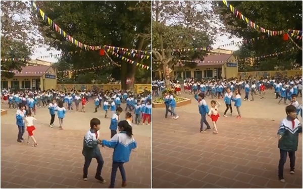 Clip: Các em học sinh nhảy điệu Cha Cha Cha giữa sân trường siêu đáng yêu - Ảnh 2.