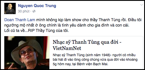 Sao Việt đau lòng, thương nhớ trước sự ra đi của nhạc sĩ Thanh Tùng - Ảnh 2.