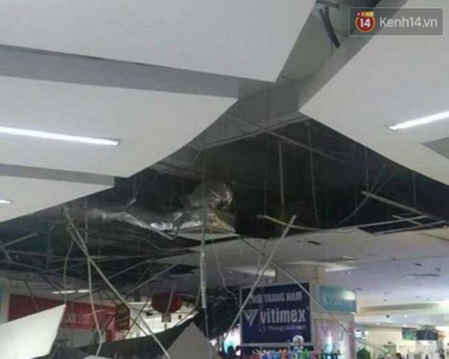 Sập trần nh&agrave; si&ecirc;u thị Big C Vinh, hai nh&acirc;n vi&ecirc;n may mắn tho&aacute;t nạn - Ảnh 2.