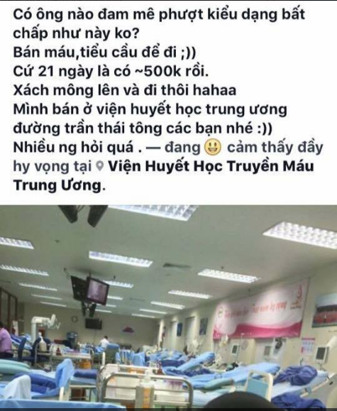 C&acirc;u chuyện b&aacute;n m&aacute;u để đi phượt g&acirc;y tranh c&atilde;i lớn - Ảnh 1.