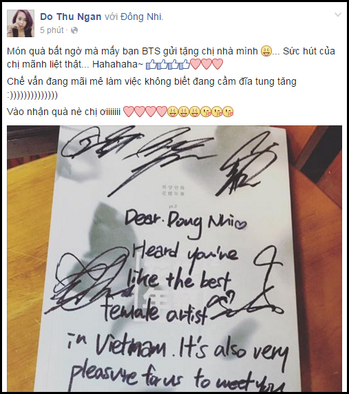 Fan thích thú khi BTS tặng quà và khen Đông Nhi là nghệ sĩ nữ hàng đầu Việt Nam - Ảnh 1.