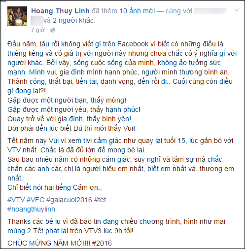 Ho&agrave;ng Th&ugrave;y Linh hạnh ph&uacute;c khi h&aacute;t tr&ecirc;n s&oacute;ng VTV trong ng&agrave;y m&ugrave;ng 1 Tết - Ảnh 1.