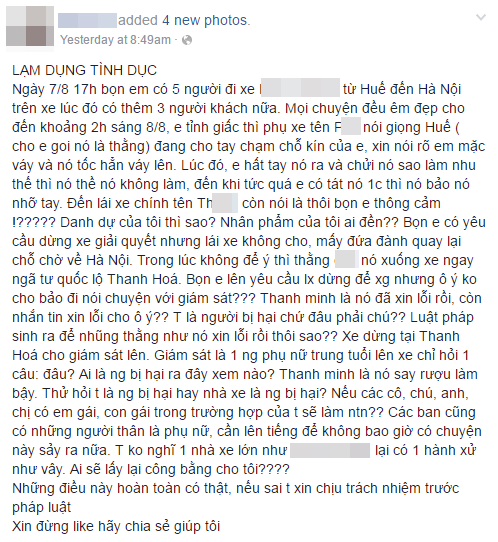 Cô gái bị sàm sỡ trên xe khách: Ăn mặc mát mẻ không phải là cái tội! - Ảnh 1.