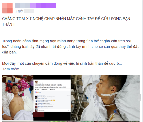 Ch&agrave;ng trai xứ Nghệ chấp nhận mất c&aacute;nh tay để cứu sống bạn th&acirc;n - Ảnh 1.
