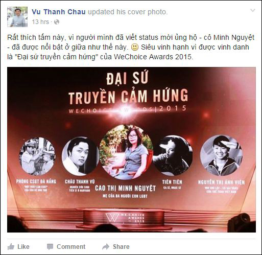 Các nhân vật truyền cảm hứng chia sẻ cảm xúc sau WeChoice Awards 2015 - Ảnh 3.