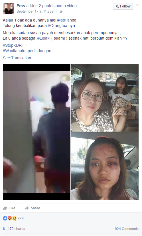 Video chồng đánh vợ dã man khiến cộng đồng mạng Indonesia phẫn nộ cực độ - Ảnh 2.