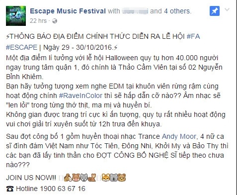 Bị phản ứng dữ dội, lễ hội EDM tại Thảo Cầm Viên phải quyết định dời địa điểm tổ chức - Ảnh 1.