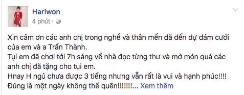 Đêm tân hôn, Trấn Thành và Hari Won đi chơi đến 7 giờ sáng  - Ảnh 1.