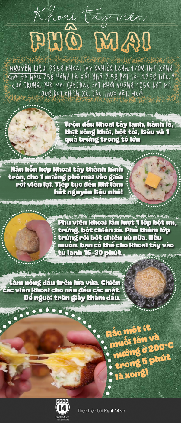 Khoai tây viên bọc nhân phô mai làm dễ mà ăn cực ngon - Ảnh 3.