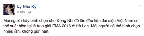 Mỹ Tâm, Hà Hồ, Thu Thảo cùng dàn sao đồng loạt kêu gọi ủng hộ Đông Nhi tại EMA 2016 - Ảnh 4.