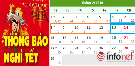 Lịch nghỉ Tết Nguyên đán Bính Thân 2016 chính thức - Ảnh 1.