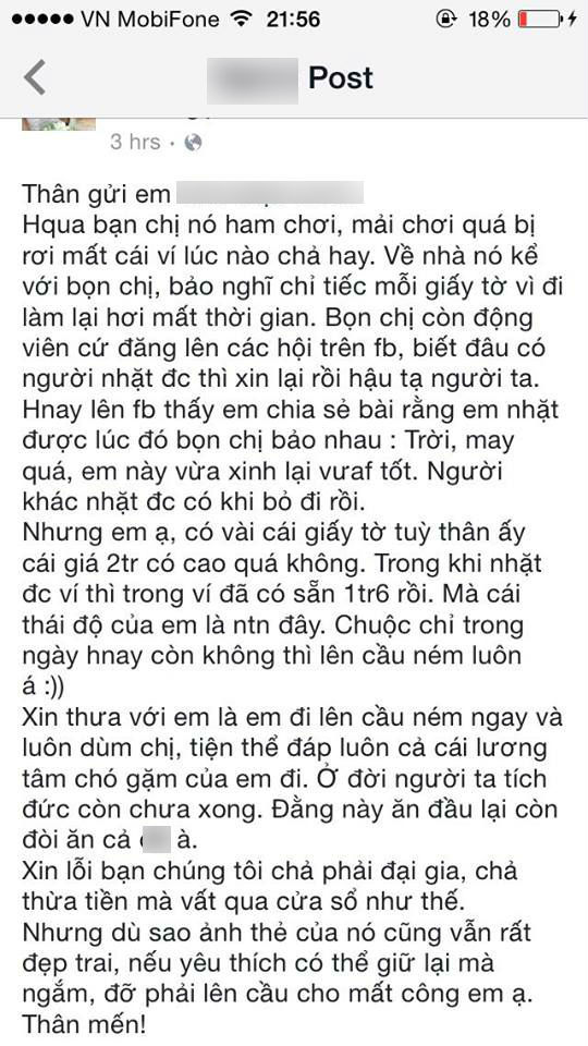 Lời trần tình của gái xinh bị tố đòi 2 triệu tiền chuộc ví rơi - Ảnh 1.