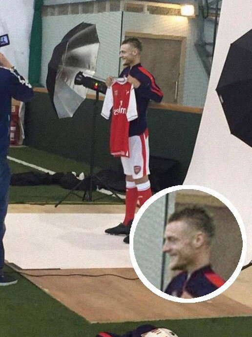 Fan Arsenal ăn mừng hụt vì ảnh ra mắt của Jamie Vardy fake - Ảnh 1.