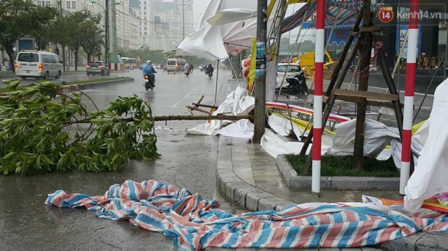 Bão Thần Sấm gây mưa to gió giật ở Hà Nội, hàng loạt cây gãy đổ đè lên ô tô - Ảnh 11.