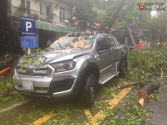 Bão Thần Sấm gây mưa to gió giật ở Hà Nội, hàng loạt cây gãy đổ đè lên ô tô - Ảnh 21.