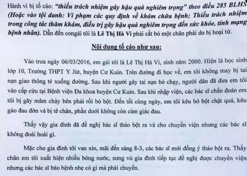 Vụ nữ sinh bị cưa chân: Gia đình gửi đơn tố cáo 5 cán bộ y tế - Ảnh 3.