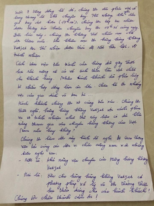 Bị delay gần 10 tiếng, hành khách làm đơn tố Vietjet Air vô trách nhiệm - Ảnh 4.