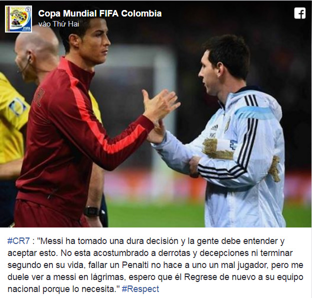Sự thật câu chuyện Ronaldo đau lòng khi thấy Messi chia tay ĐT Argentina - Ảnh 2.