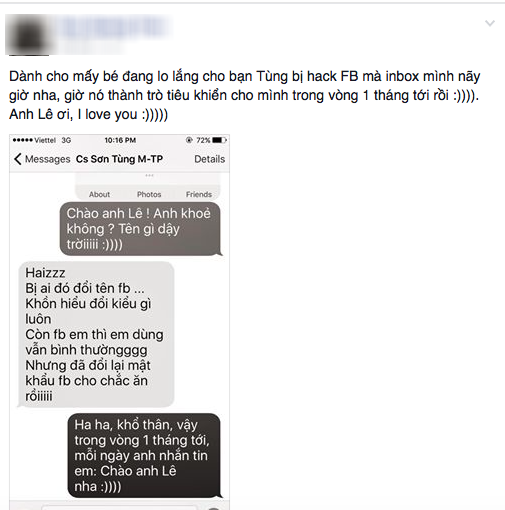 Sơn T&ugrave;ng M-TP bất ngờ bị đổi t&ecirc;n Facebook th&agrave;nh Đan L&ecirc; - Ảnh 2.