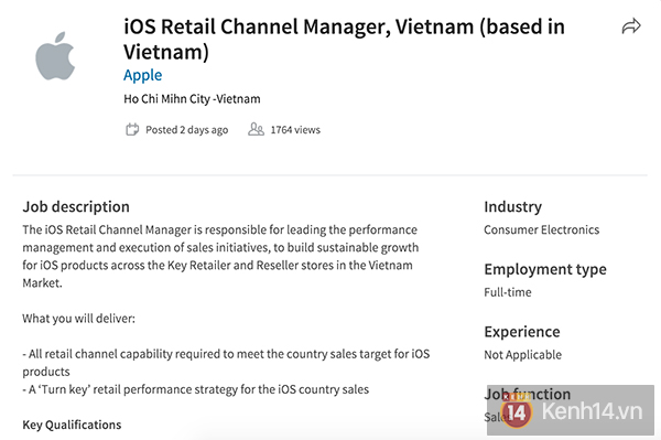 Apple đang đăng tuyển nhiều vị trí làm việc tại Việt Nam! - Ảnh 2.