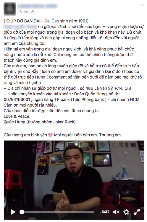 Cư dân mạng kêu gọi giúp đỡ nhiếp ảnh 9X bị vỡ mạch máu não, gia cảnh khó khăn - Ảnh 1.