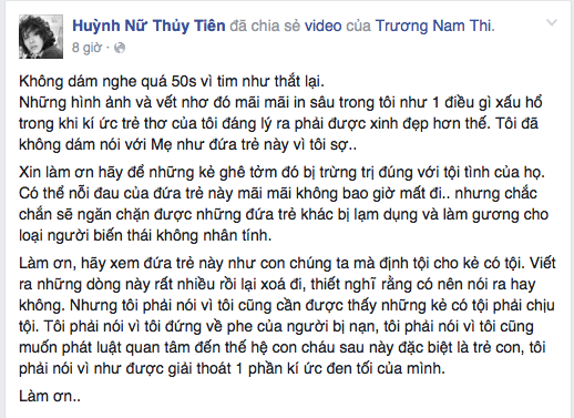 Tiên Tiên chia sẻ kí ức đen tối của tuổi thơ và kêu gọi trừng trị kẻ lạm dụng tình dục - Ảnh 1.