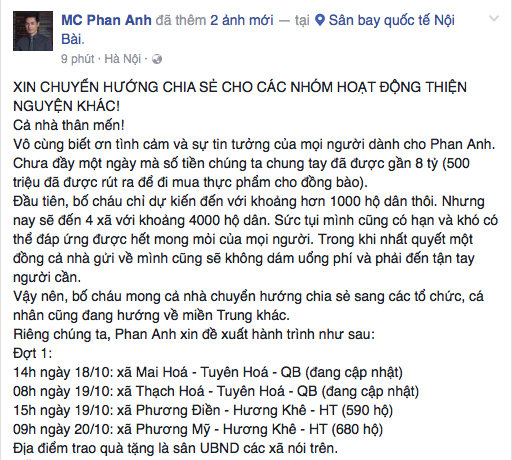 MC Phan Anh lên đường tới Đà Nẵng, công khai số tiền quyên góp lên đến 8 tỷ đồng cho đến hiện tại! - Ảnh 1.