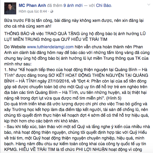 Bị chỉ trích dùng tiền từ thiện sai mục đích, MC Phan Anh đáp trả và tuyên bố mọi người có thể lấy lại tiền - Ảnh 2.