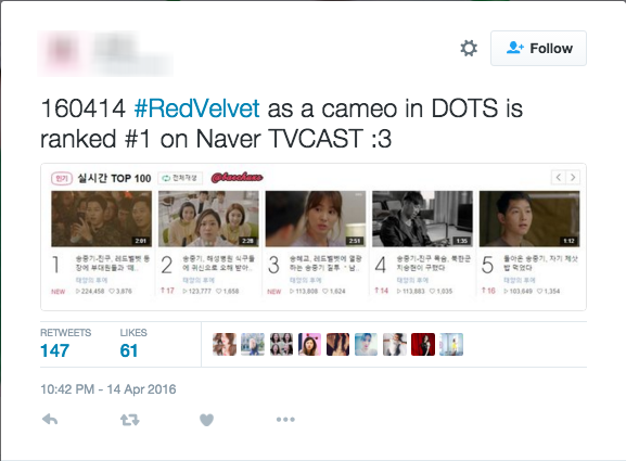 Xuất hiện bất ngờ trong Hậu duệ mặt trời, Red Velvet đã tạo nên cơn sốt tìm kiếm mạnh mẽ chỉ trong 1 đêm - Ảnh 7.