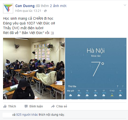 Trời qu&aacute; r&eacute;t, học sinh miền Bắc nảy ra s&aacute;ng kiến quấn chăn đi học. - Ảnh 2.