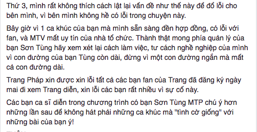 BTC đêm nhạc lên tiếng về tranh cãi giữa Trang Pháp và phía Sơn Tùng M-TP - Ảnh 4.