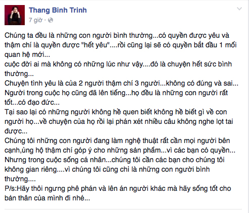 Trịnh Thăng Bình nói về Hari - Trấn Thành: Chúng ta đều có quyền được yêu và hết yêu - Ảnh 1.