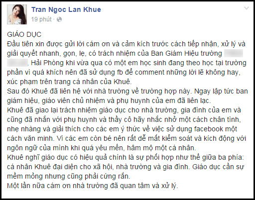 Lan Khuê khiếu nại đến trường học khi bị học sinh xúc phạm trên Facebook - Ảnh 4.