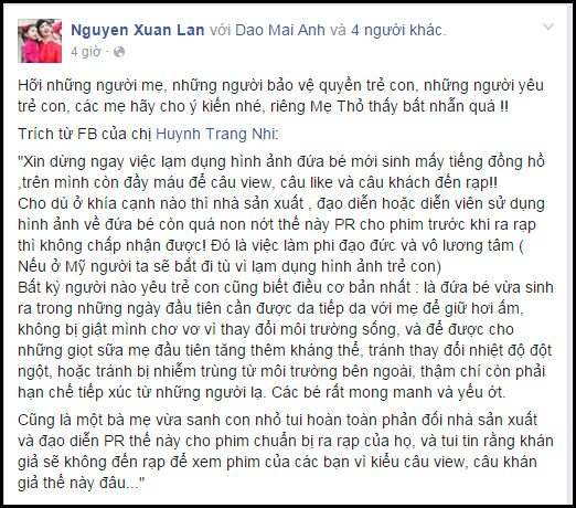 Xuân Lan: Đưa một đứa trẻ mới sinh mấy tiếng đồng hồ lên câu view là phi nhân tính - Ảnh 2.